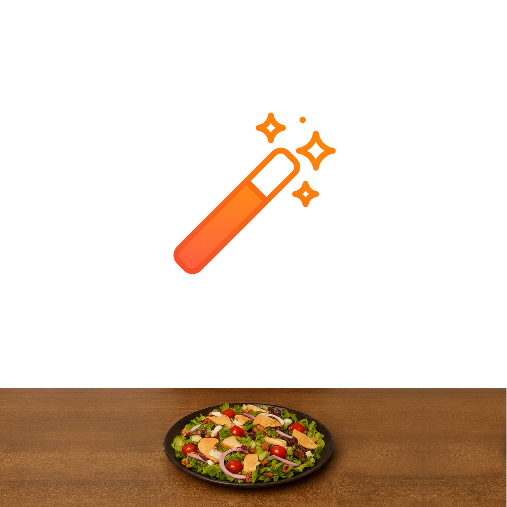 Magic wand enhancing a food photo